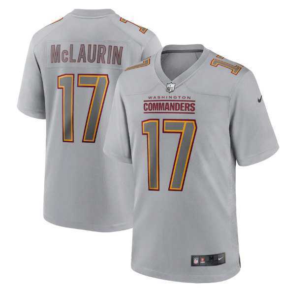 Men%27s Washington Commanders #17 Terry McLaurin Gray Atmosphere Fashion Stitched Game Jersey Dyin